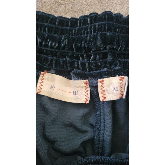 Anthropologie Hei Hei Blue Velvet Cropped Wide Leg Pants - Picture 4 of 5